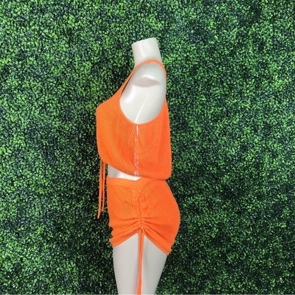 two piece orange knit set - Picture 3 of 5